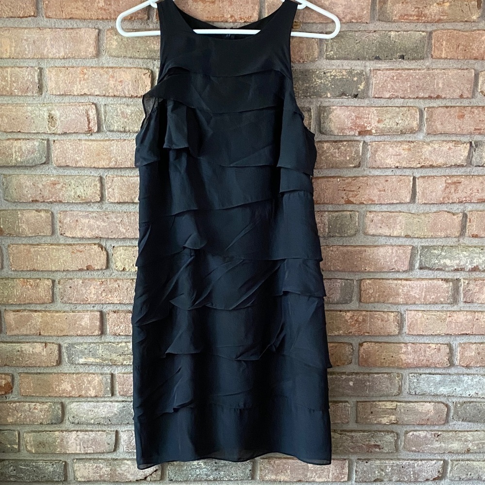 Kenar Black Layered Midi Dress